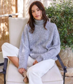 Silver Turtleneck Sweater