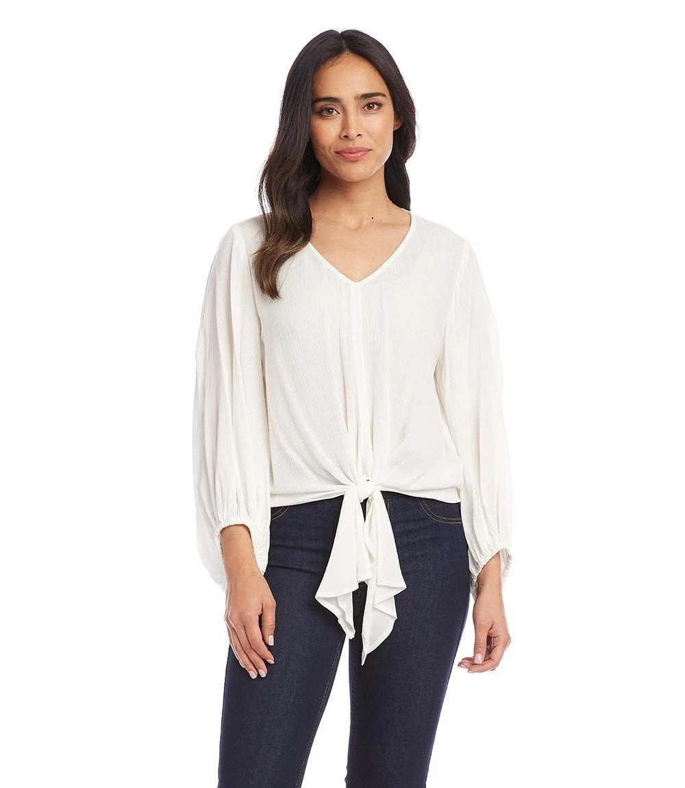 Lantern Sleeve Tie-Front Top 4 Lantern Sleeve Tie-Front Top - Image 2