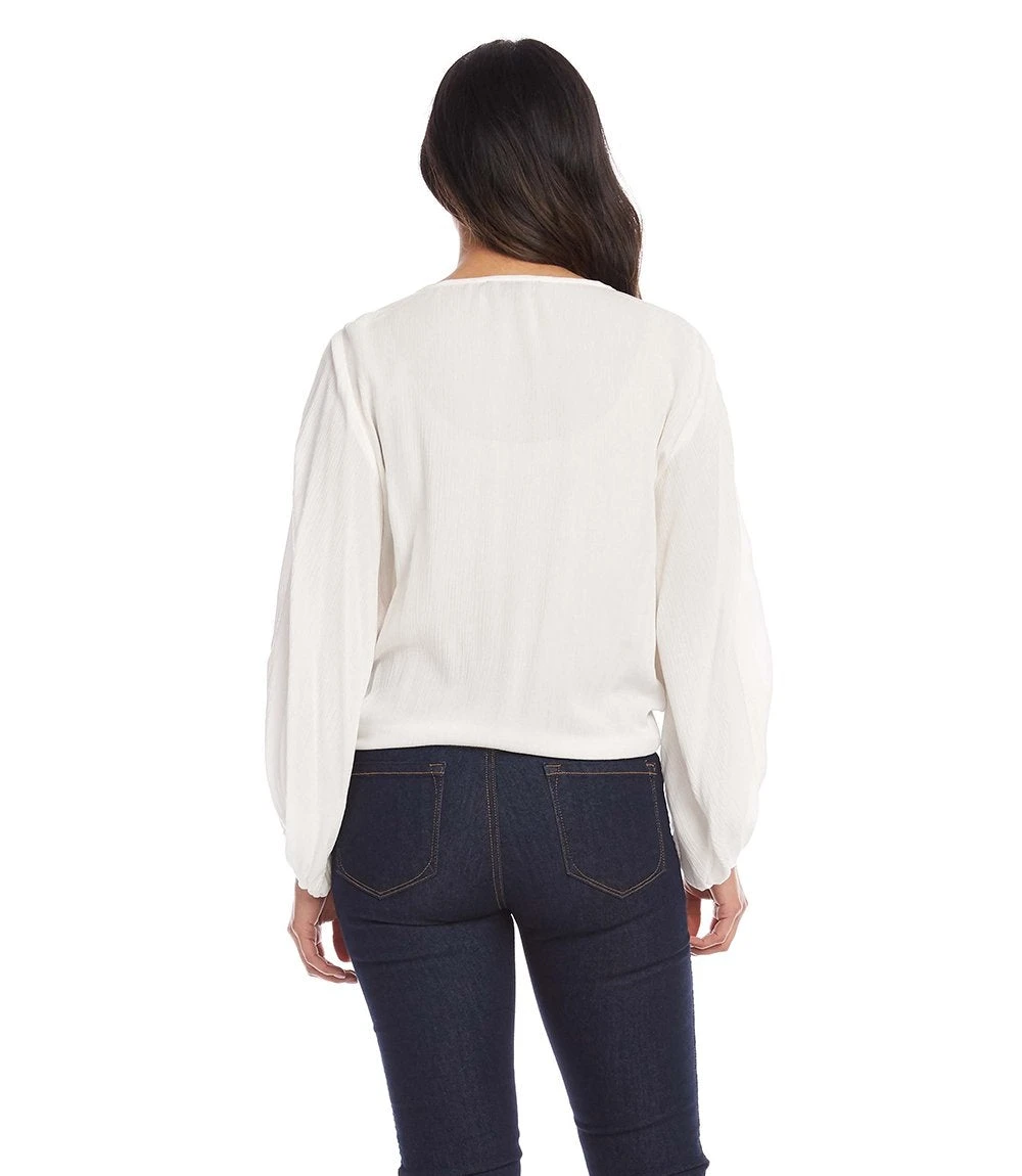 Lantern Sleeve Tie-Front Top 5 Lantern Sleeve Tie-Front Top - Image 3