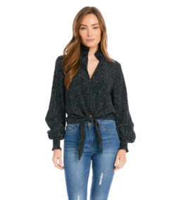 Smocked Tie-Front Top