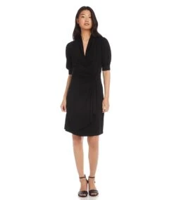 Short Sleeve Wrap Dress -Lunaria Store 3L13097 black 002 a53a5528 2784 42ed a0b5 ae058240ba10