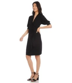 Short Sleeve Wrap Dress -Lunaria Store 3L13097 black 004 f48af1f6 72cb 4ba2 b6fe c80ca273117f