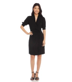 Short Sleeve Wrap Dress -Lunaria Store 3L13097 black 005 ee4b82d1 a645 4735 8352 b697737d768e