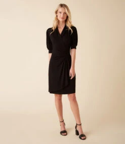 Short Sleeve Wrap Dress -Lunaria Store 3L13097 black 007 0db2290a ffda 48d5 ae79 2f9875c99fb1