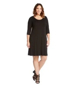 Plus Size 3/4 Sleeve A Line Dress