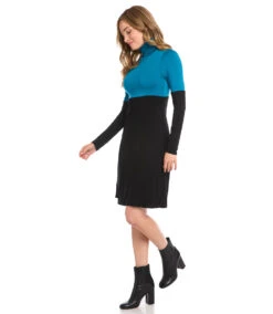 Petite Size Colorblock Turtleneck Dress -Lunaria Store karenkane 2022 fall 3L13179P TEA 1721