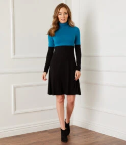 Colorblock Turtleneck Dress
