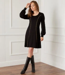Studded A-Line Dress 18 Studded A-Line Dress -Lunaria Store karenkane 2022 fall 3L14327 BLK 132535