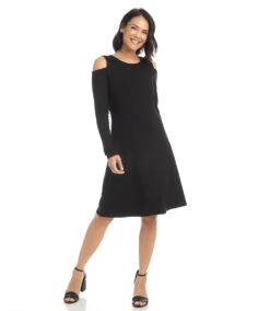 Cold Shoulder A-Line Dress -Lunaria Store karenkane 2022 fall 3L14329 BLK 006