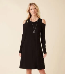 Cold Shoulder A-Line Dress -Lunaria Store karenkane 2022 fall 3L14329 BLK 007