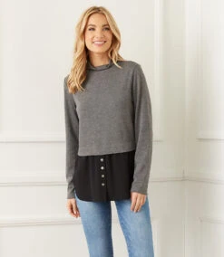 Layered Mock Neck Sweater