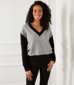Colorblock V-Neck Sweater