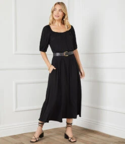 Peasant Artisan Dress -Lunaria Store karenkane 2022 spring 1L13123 BLK 001