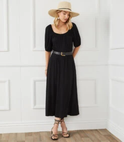 Peasant Artisan Dress -Lunaria Store karenkane 2022 spring 1L13123 BLK 009