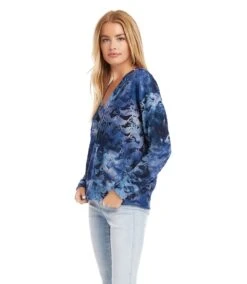 Petite Size Tie-Dye Burnout V-Neck Top -Lunaria Store karenkane 2022 spring 1L48577P NAV 004 dc690540 c38f 4788 8ba7 683a3d192b11