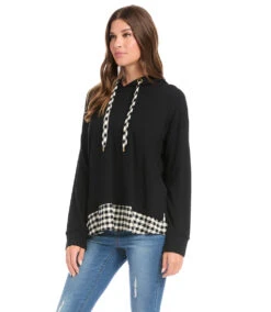 Contrast Hem Hoodie -Lunaria Store karenkane 2022 winter 4L12205 BLK 003