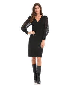 Petite Size Lace Sleeve Dress 10 Petite Size Lace Sleeve Dress -Lunaria Store karenkane 2022 winter 4L14332P BLK 006