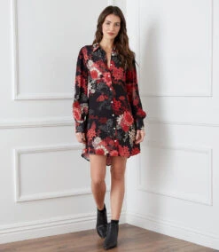 Blouson Sleeve Shirtdress
