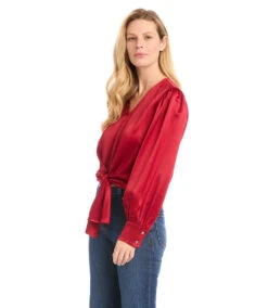 Tie-Front Blouse -Lunaria Store karenkane 2022 winter 4L68117 RED 004