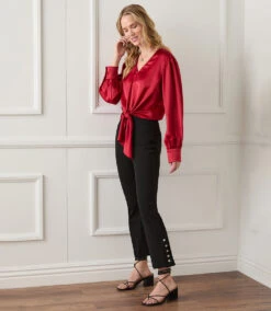 Tie-Front Blouse -Lunaria Store karenkane 2022 winter 4L68117 RED 006
