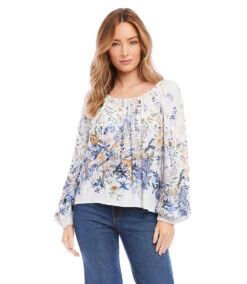 Petite Size Border Print Top
