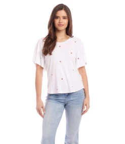 Petite Size Ruffle Sleeve Top