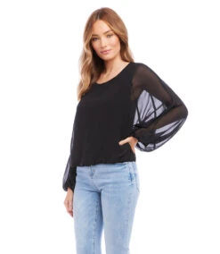 Petite Size Lantern Sleeve Top 10 Petite Size Lantern Sleeve Top -Lunaria Store karenkane 2023 spring 1L34007P BLK 003