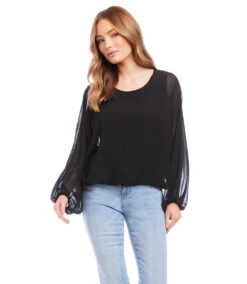 Petite Size Lantern Sleeve Top 12 Petite Size Lantern Sleeve Top -Lunaria Store karenkane 2023 spring 1L34007P BLK 004