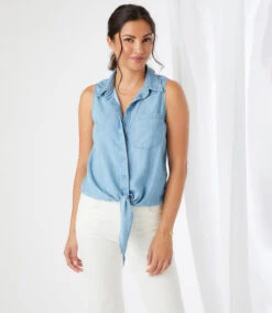 Sleeveless Tie‐Front Top -Lunaria Store karenkane 2023 spring 1L46534 CHA 001