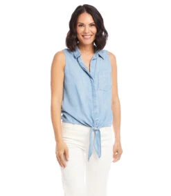 Sleeveless Tie‐Front Top -Lunaria Store karenkane 2023 spring 1L46534 CHA 002