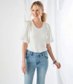 Contrast Satin Sleeve Top 14 Contrast Satin Sleeve Top -Lunaria Store karenkane 2023 spring 1L47207 OWH 002