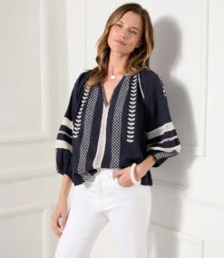 Embroidered Peasant Top -Lunaria Store karenkane 2023 spring 1L67160 NAV 007