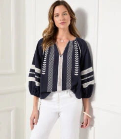 Embroidered Peasant Top -Lunaria Store karenkane 2023 spring 1L67160 NAV 008