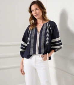 Embroidered Peasant Top -Lunaria Store karenkane 2023 spring 1L67160 NAV 009