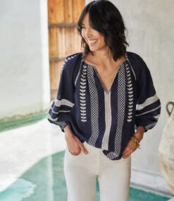 Embroidered Peasant Top -Lunaria Store karenkane 2023 spring 1L67160 NAV 010