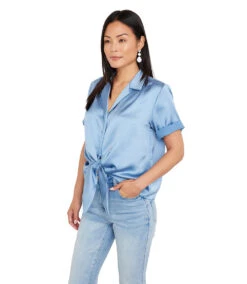 Roll Sleeve Tie-Front Top -Lunaria Store karenkane 2023 spring 1L68125 BLU 003