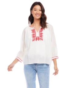 3/4 Sleeve Embroidered Top 12 3/4 Sleeve Embroidered Top -Lunaria Store karenkane 2023 spring 1L70170 CRE 003
