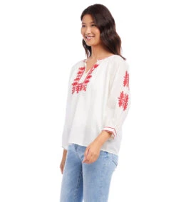 3/4 Sleeve Embroidered Top 14 3/4 Sleeve Embroidered Top -Lunaria Store karenkane 2023 spring 1L70170 CRE 005