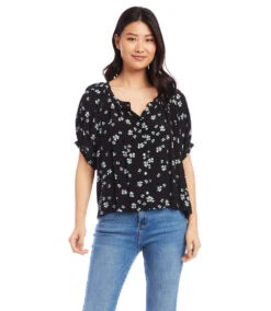 Petite Size Short Sleeve Peasant Top