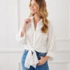 Eyelet Tie-Front Top 1 Eyelet Tie-Front Top -Lunaria Store karenkane 2023 summer 2L31051 OWH 001